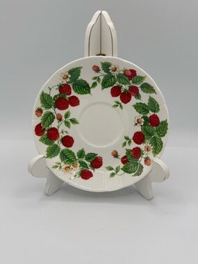 Roy Kirkham Fruit Garden-Strawberry stamped Plate. Fine bone China